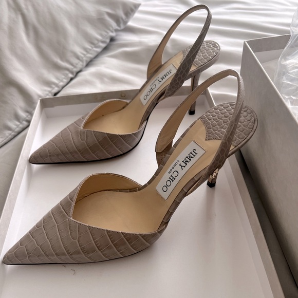 Jimmy Choo Shoes - Jimmy Choo Thandi 65mm croc-effect pumps BEIGE